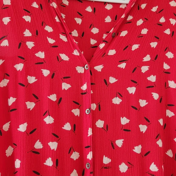 Red Floral Print Billabong Sleeveless Maxi Dress Size M. - Picture 3 of 11